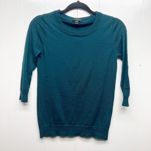 J. Crew Sweaters - J. Crew 100% Merino Wool 3/4 Sleeve Women's Pullover Blue Sweater Size XS